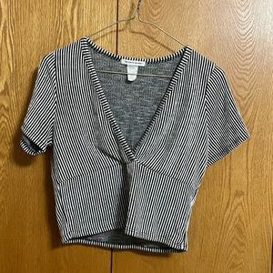 M Striped Crop Top